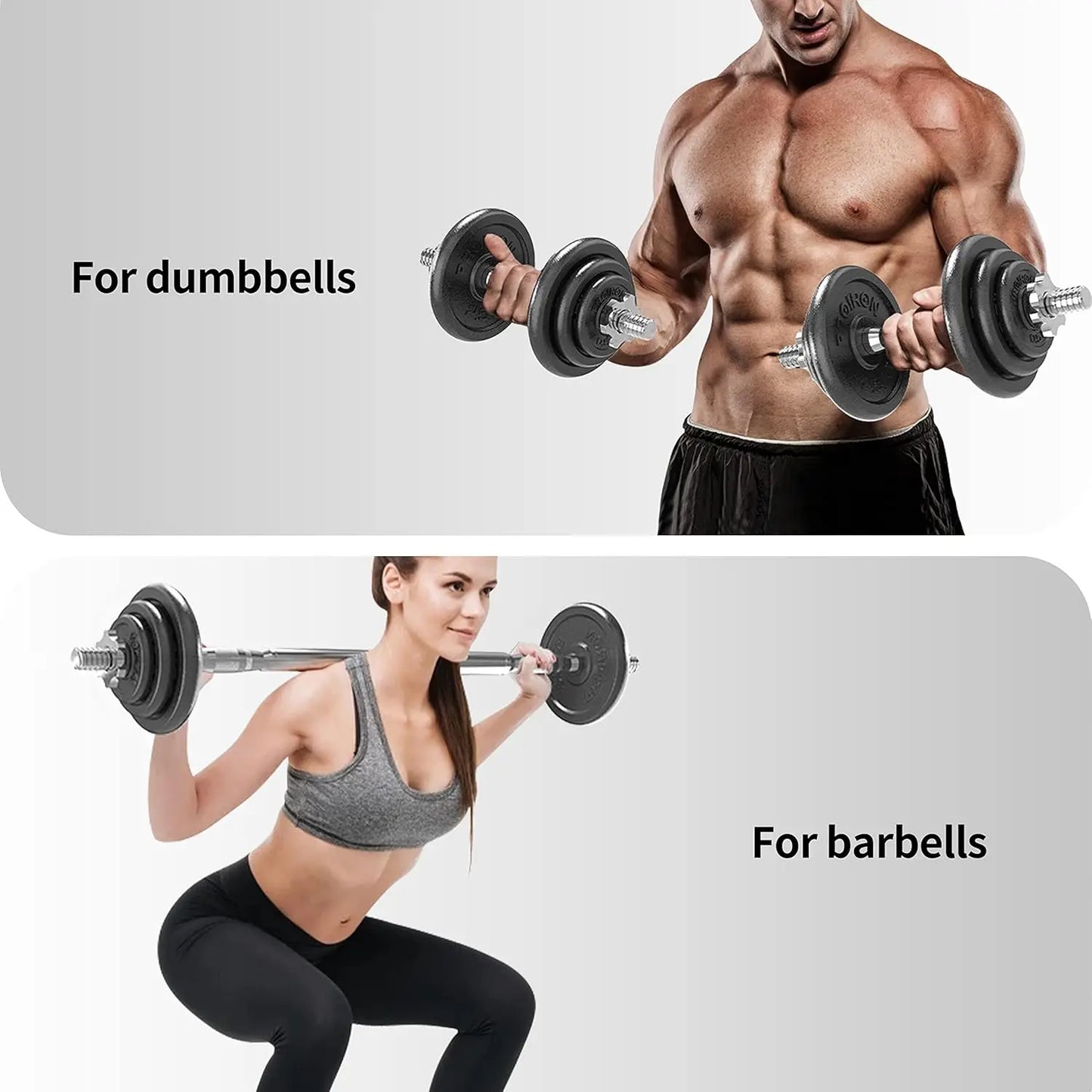 Cast Iron Adjustable Dumbbell Set Hand Weight 44Lbs,Solid Dumbbell Handles/Changed into Barbell Handily Gym Exercise Equipment