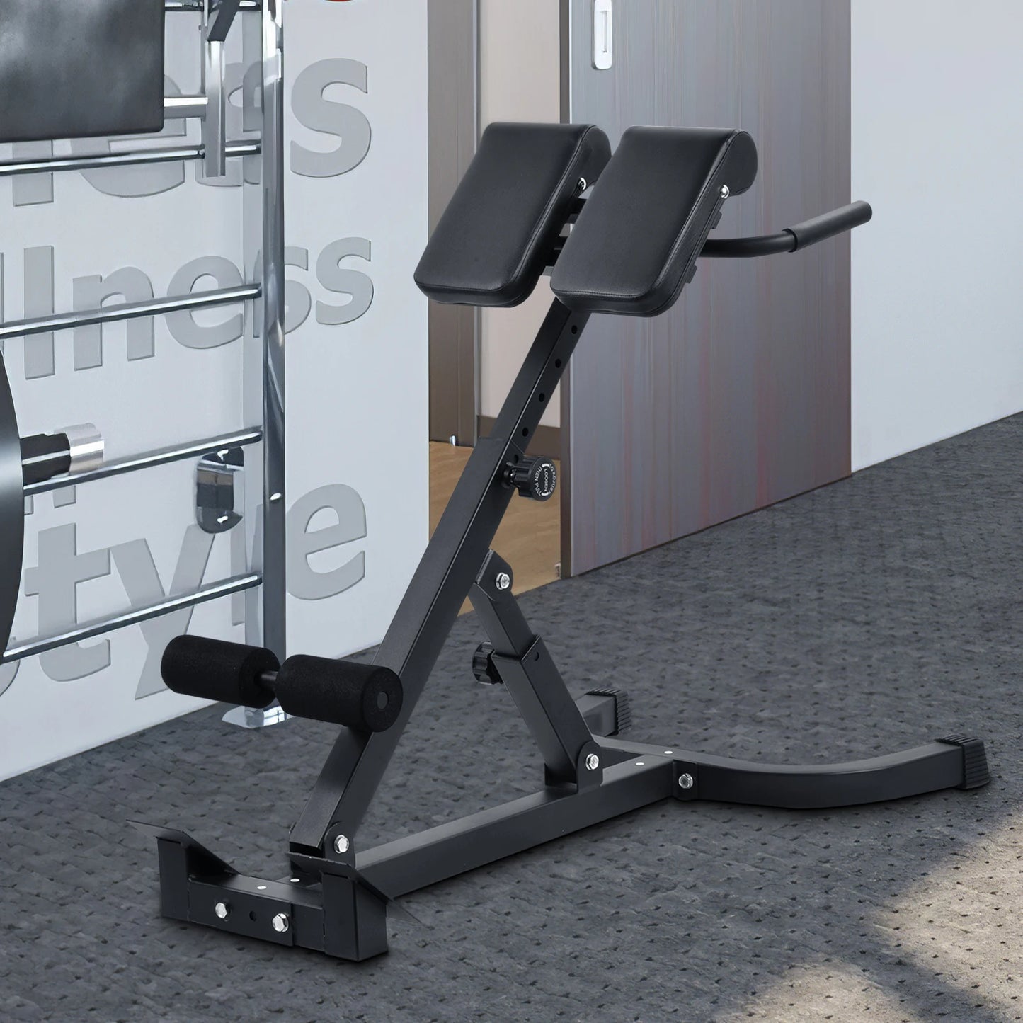 Adjustable Roman Chair for Home Gym Folding Hyperextension Bench for Lower Back/Heavy Duty Back Extender Machine with 5-Level Height Settings