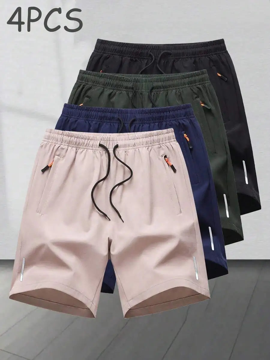 4pcs/Set Men's Casual Sports Shorts Loose Running Fitness/Training Breathable Bermuda Shorts Outdoor Beach Pants
