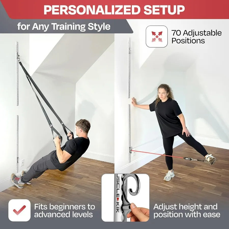 Aluminum Wall-Mounted Anchor Fitness System Adjustable Multi-Functional/Space Saving Home Gym Solution for Strength Training