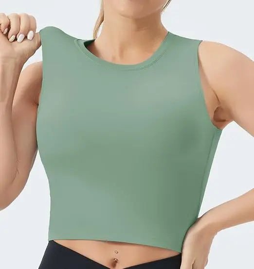THE GYM PEOPLE Women's Sleeveless Sports Bra with Removable Pads/Medium Support Crop Top in 4-Way Stretch Fabric Perfect for Workout