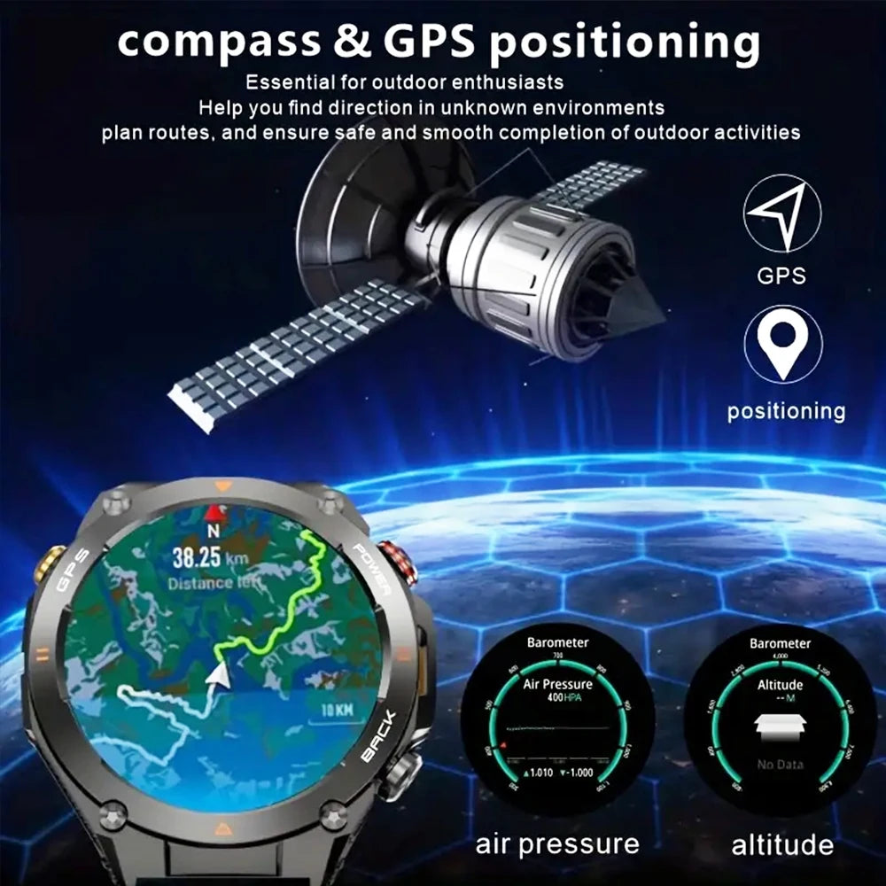 SENBONO New GPS Smart Watch 1.45” HD  Display Built-in GPS Bluetooth Phone Call/1ATM Waterproof Military Sports Smartwatch for Men