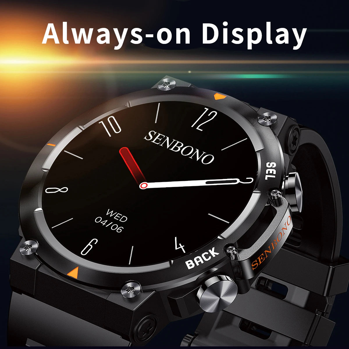 SENBONO MAX18 Smart Watch for Men AMOLED Screen AI GPT Bluetooth Call/410mAh Big Battery Fitness Tracker Men' Sport Smartwatch
