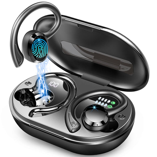Wireless Earbuds, Bluetooth 5.3 On-Ear Headset Noise Cancelling Mic/48H Playtime Sports Headphones for Workout/Running.