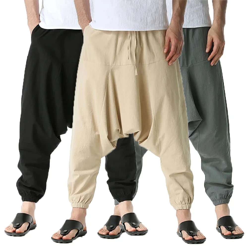 New Men Harem Pants Sweat wear Baggy Casual Yoga Loose Cotton/Sport Jogging Pants Cross Pants for Men Streetwear