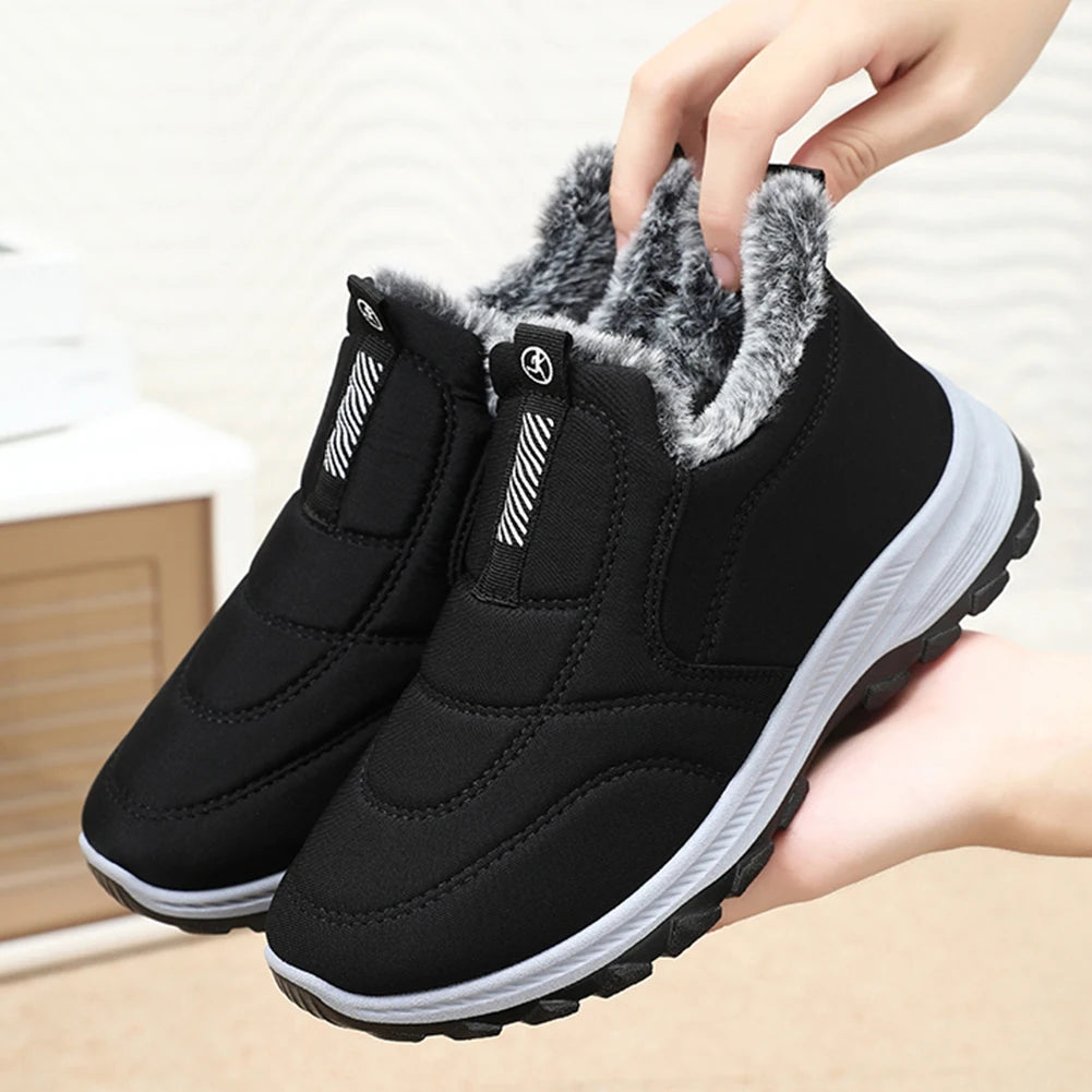 Warm Walking Shoes Lightweight Thermal Ankle Boots/Non-slip Slip On Sneakers Winter Thick Fur Shoes for Travel Hiking