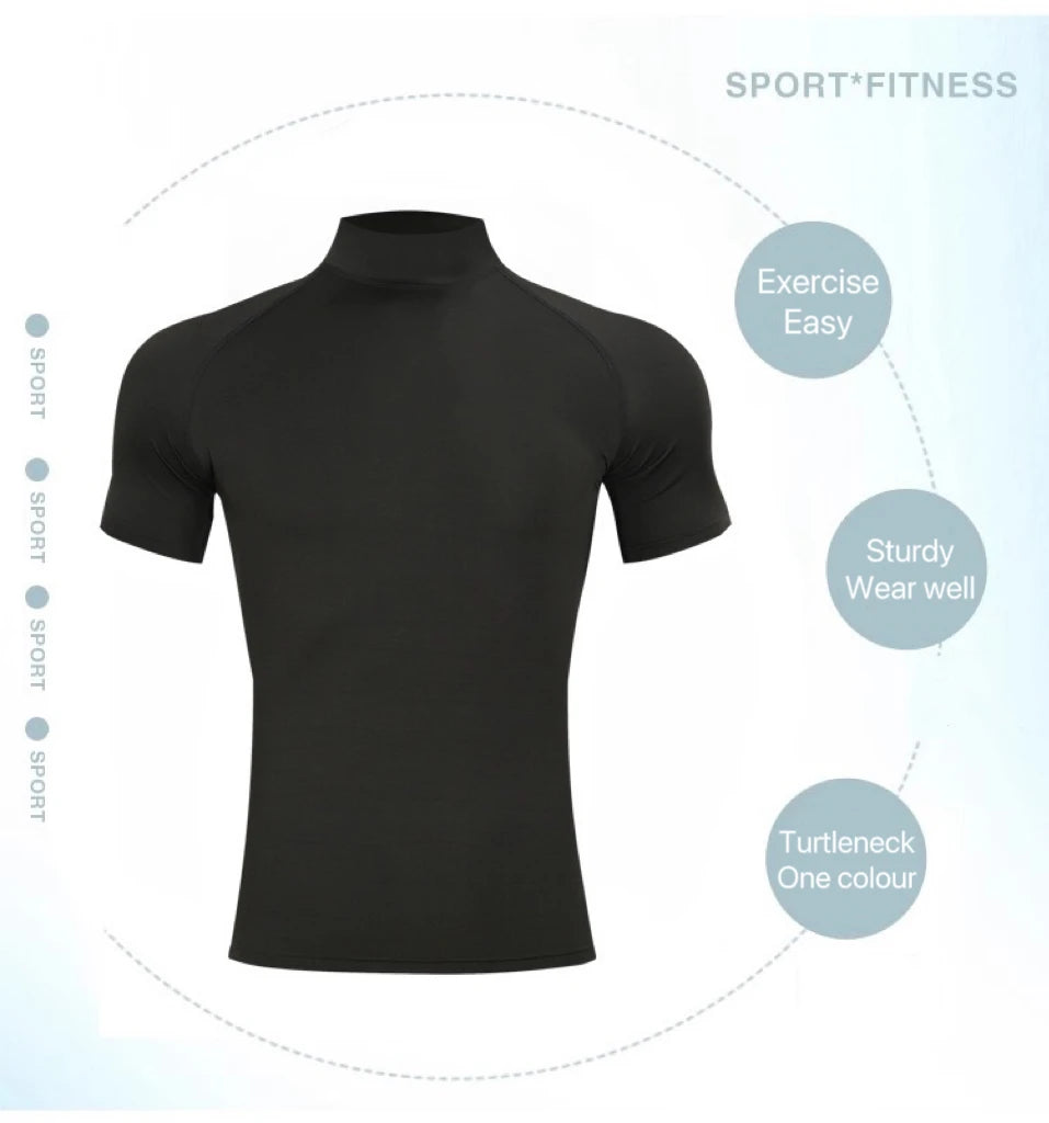 1pcs Men T-Shirts Running Shirt Boys Basketball Shirts/Men's Jersey Sportswear Jogging Quick Dry Mock Neck Fitness Tops