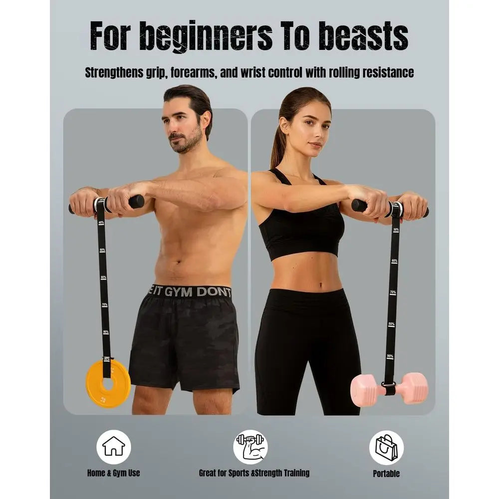 Forearm Strengthener & Exerciser Wrist Roller with Silicone Grip/Heavy-Duty Strap for Grip Strength and Muscle Recovery