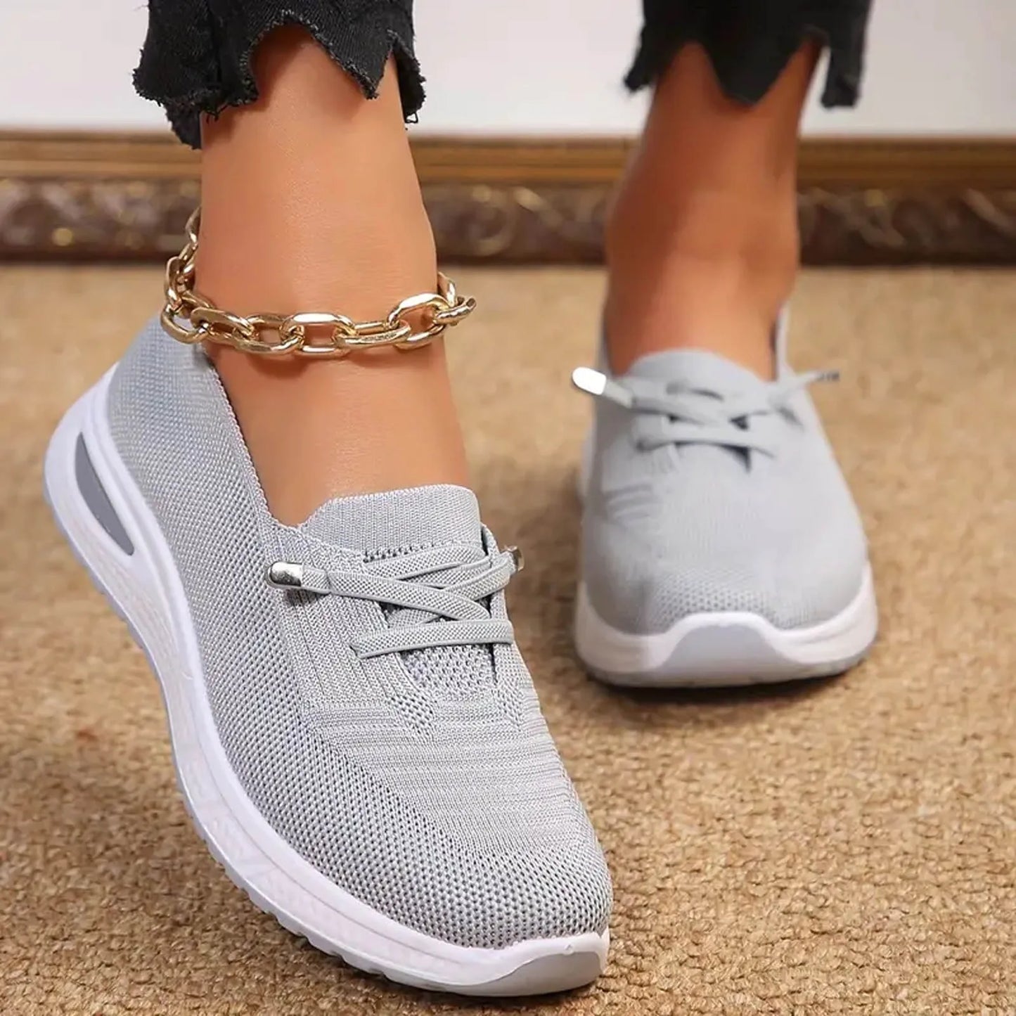 Women's Casual Shoes Lightweight Tennis Running Sports Shoes/Spring Summer Mesh Shoes Soft Breathable Comfortable Flat Shoes