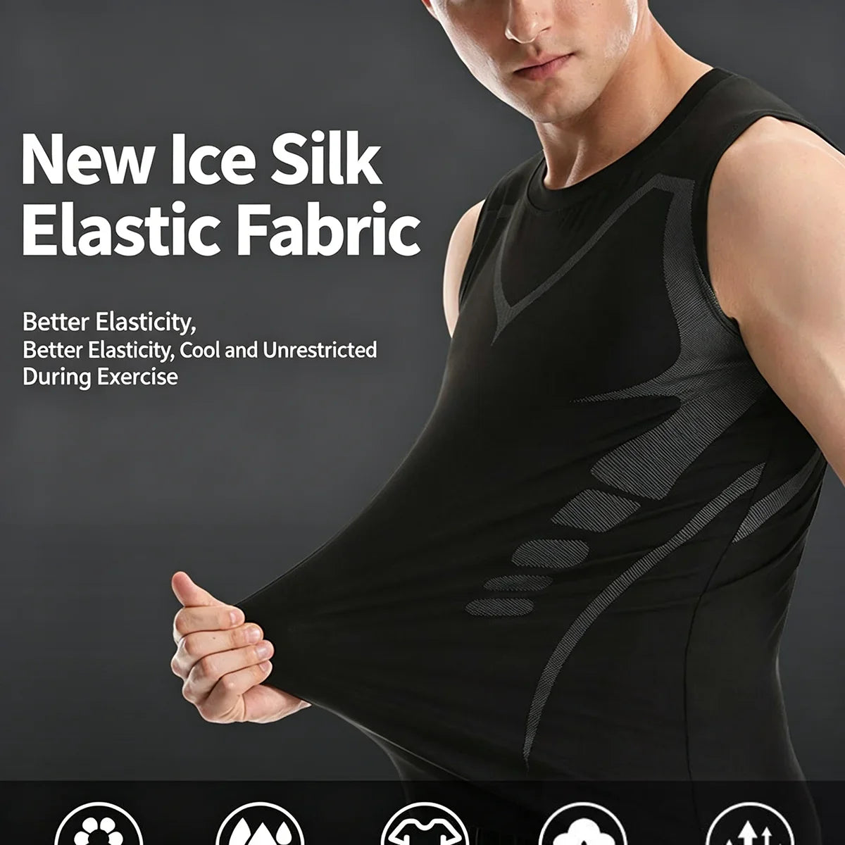Summer Men Shapewear Ionic Shaping Vest Sleeveless Shirt Tight/Compression Shirts Tank Top Body Shaper Breathable Ice Silk Vest