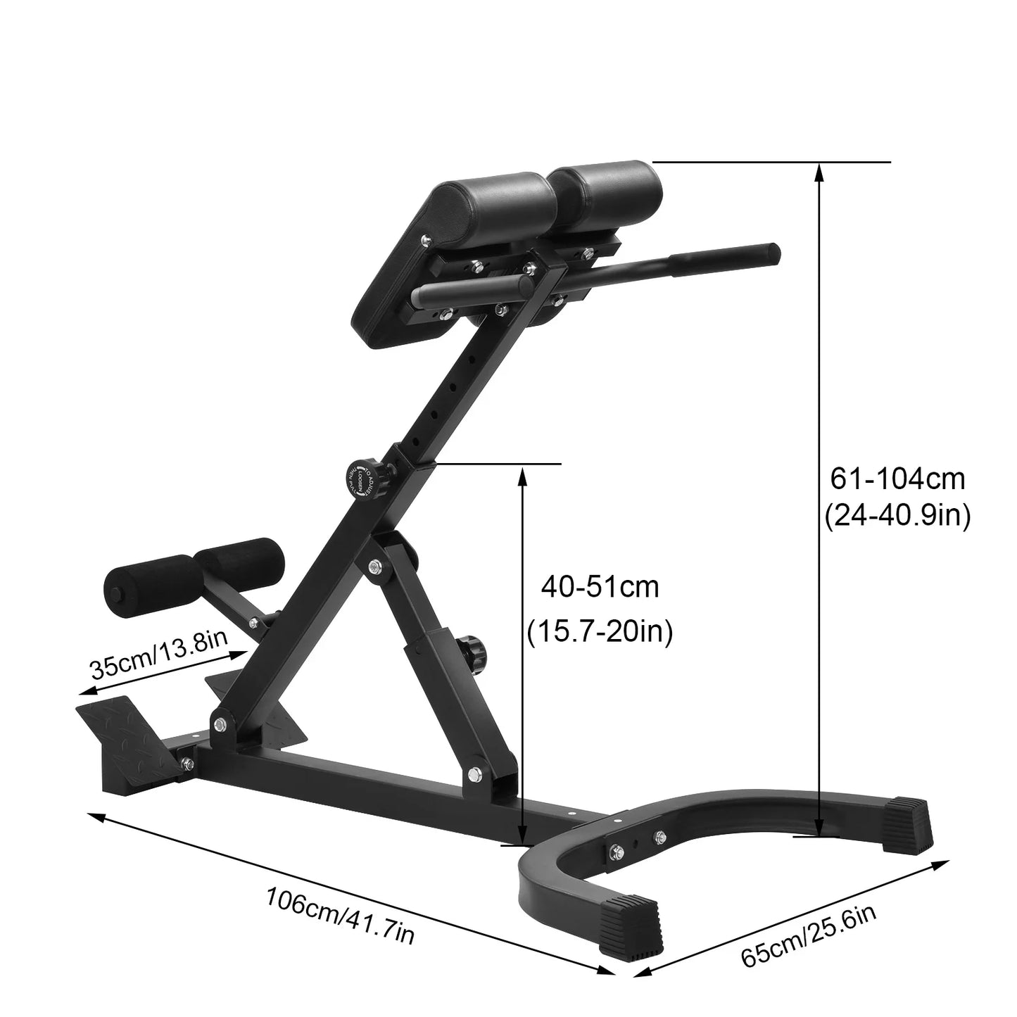 Adjustable Roman Chair for Home Gym Folding Hyperextension Bench for Lower Back/Heavy Duty Back Extender Machine with 5-Level Height Settings