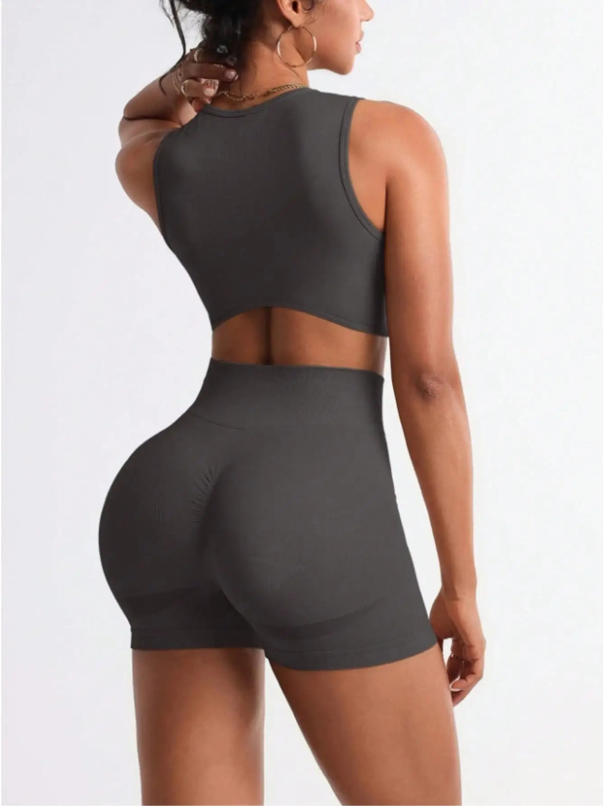 Women's 2 Piece Workout Sets Letter Print Crop Tank Top/and High Waisted Biker Shorts Gym Outfits