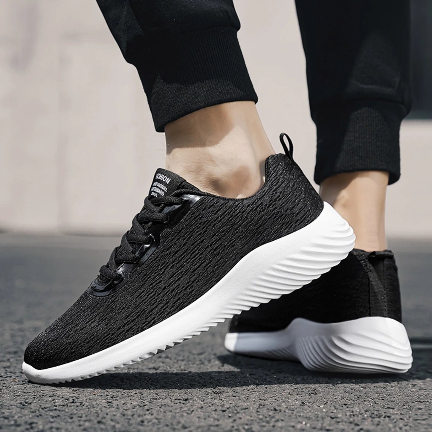 Sneakers Shoes Men Mesh Sport Shoes Lace Up Solid Color/Running Breathable Sneakers Thick Sole Platform Men's Sneakers