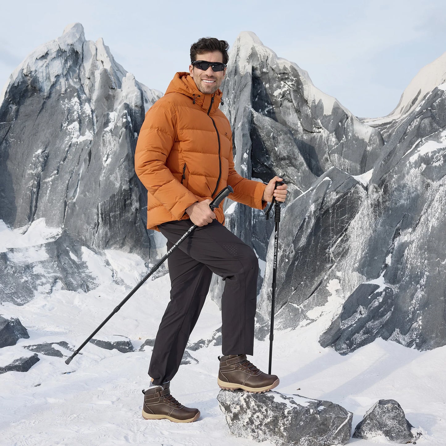 Fittington Snow Boots for Men Winter Boots Wide Fit -15℃ Cold-proof/Warm Thick Lined Outdoor Hiking Shoes Men's Winter Footwear