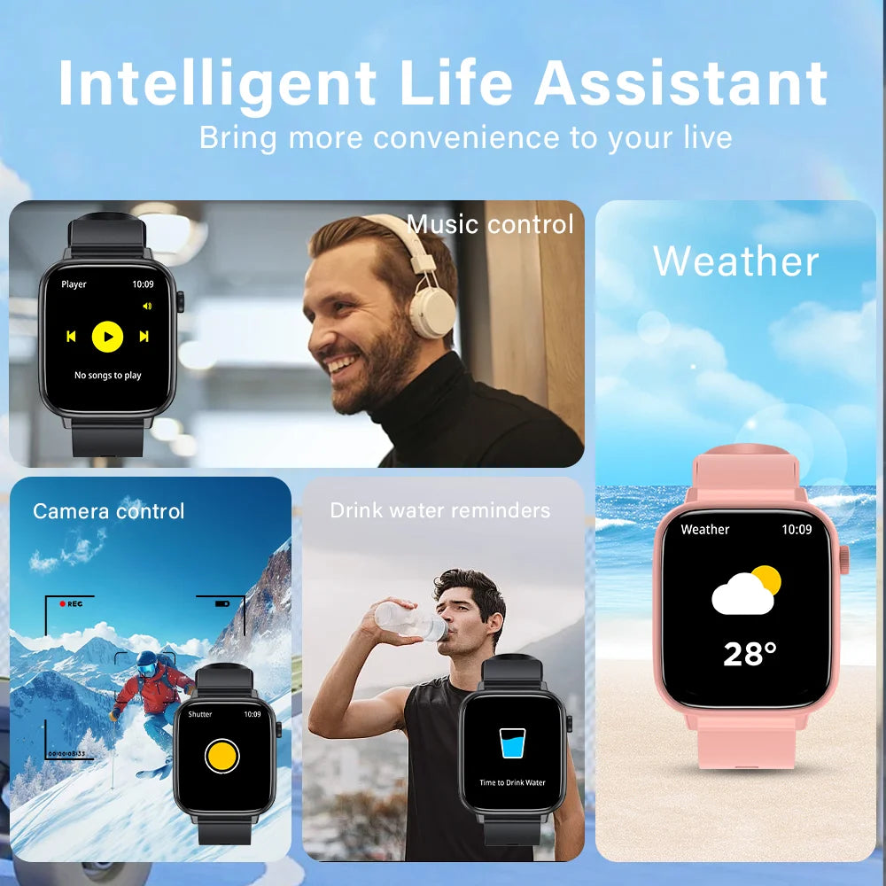 LAXASFIT New Smart Watch Bluetooth Call 24/7 Heart Rate Monitor/IP68 Waterproof 100+ Sport Mode Smartwatch for Men Women