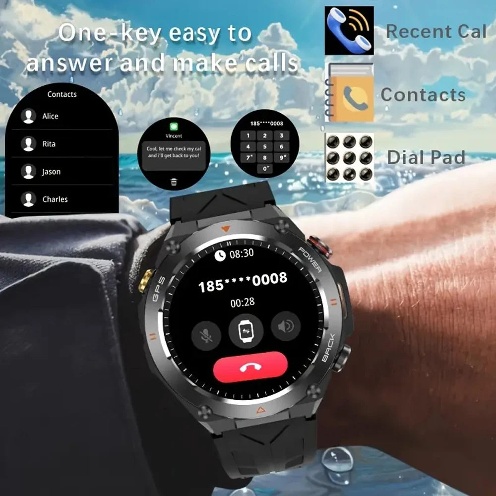 SENBONO New GPS Smart Watch 1.45” HD  Display Built-in GPS Bluetooth Phone Call/1ATM Waterproof Military Sports Smartwatch for Men