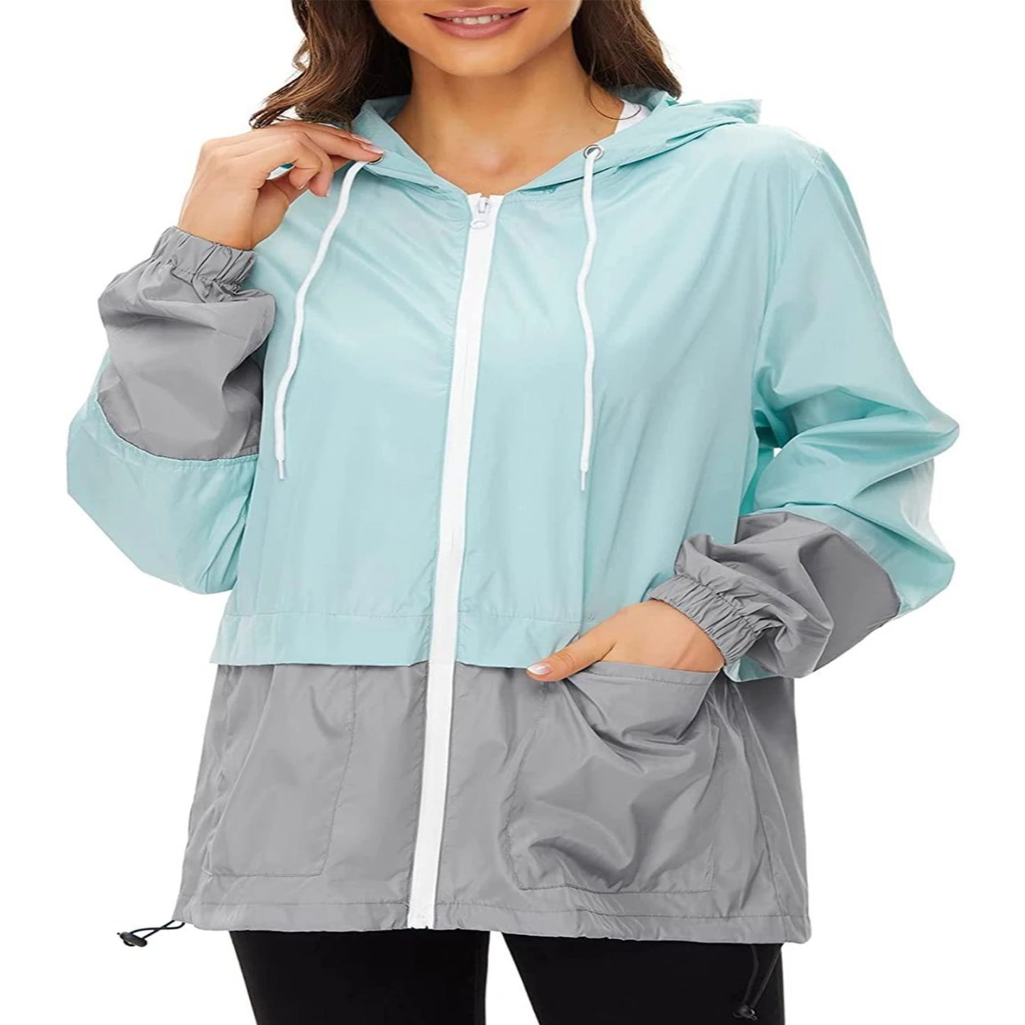 Women's Hooded Waterproof Raincoat/Lightweight Bomber Jacket