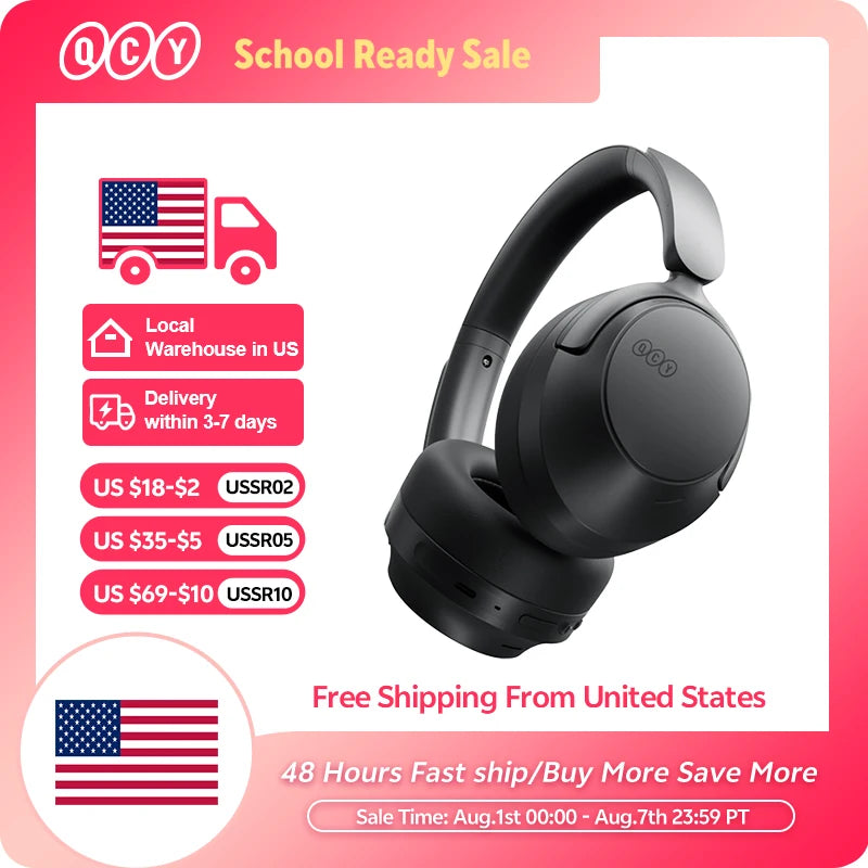 QCY H3S Over Ear Headphone Hi-Res LDAC Spatial Sound Headset/H3S -56dB Adaptive ANC Wireless Earphone Bluetooth 6.0 102Hrs