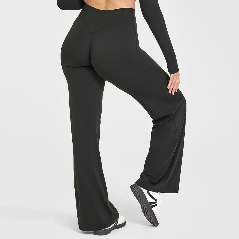 NCLAGEN Soft Motion Straight Leg Bottoms Women's Mid-Waist Yoga Pants/GYM Leggings Naked Feel Pilates Running Sports Trousers