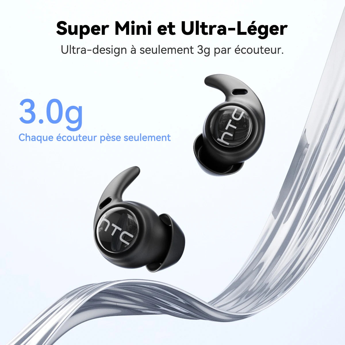 HTC NE76 OWS wireless earbuds with intelligent AI translation/50-hour battery life, low latency for music, the desk, sleep, and sport