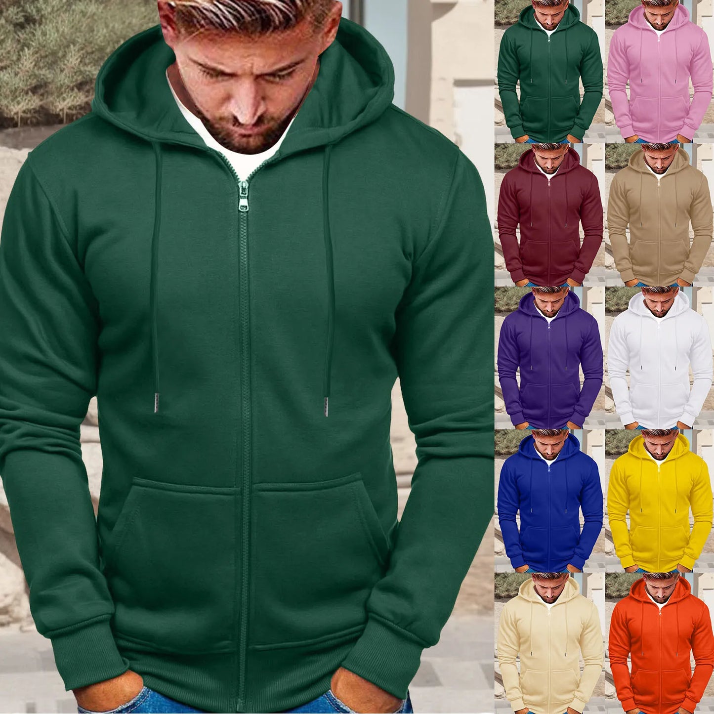 Men's Hooded Sweatshirt Loose Casual Plus Size Top/Long Sleeved Hoodies For Men Autumn And Winter Stylish Fleece Jacket