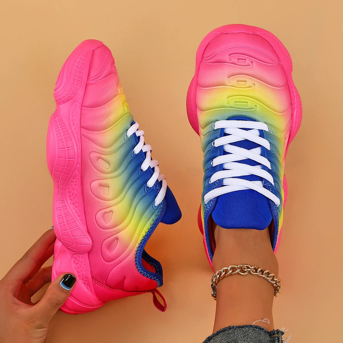 New Candy Color Men Transparent Bottom Sneakers/Running Shoes Women Hiking Shoes Couple Autumn Rainbow Sports Shoes