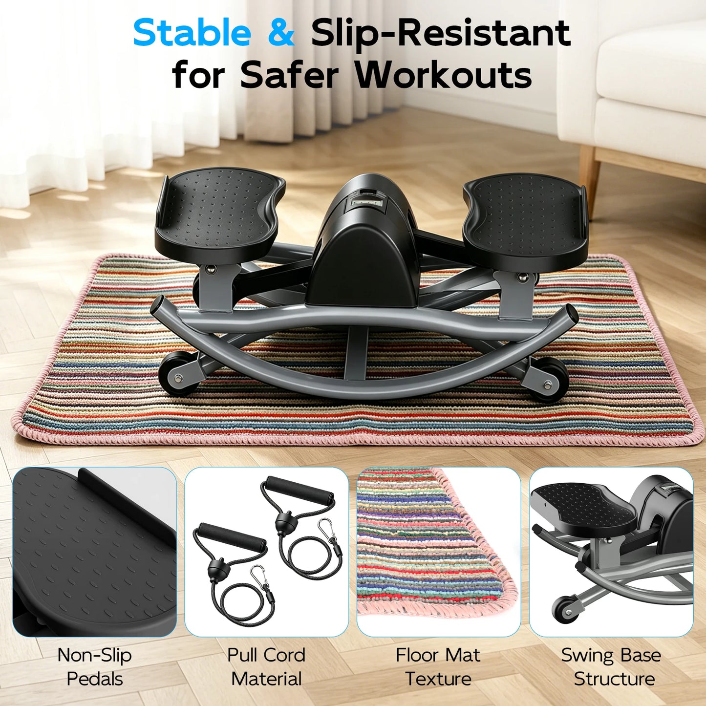 Swing Stepper Machine Intelligent Non-Slip For Exercise/Twist Stair Stepper Trainer Full Body Workout 220 lbs with Digital Display