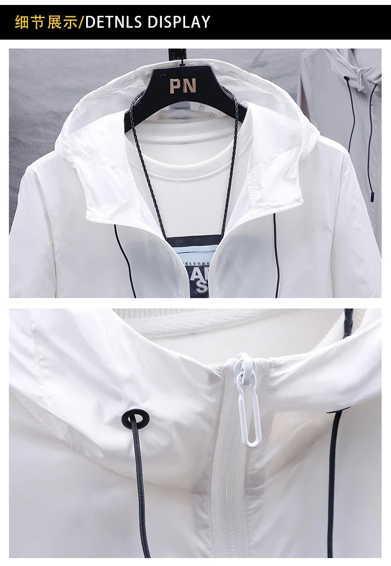 Men's Hooded Sunscreen Breathable Jacket UPF50+ UV Protection Sunburn/Coat for Couple Comfortable Sports Sun Protection Clothing