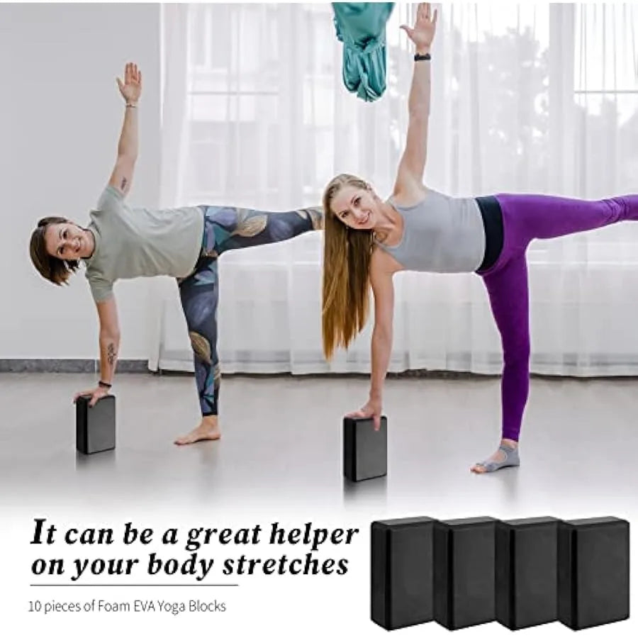 Yilloog 10 Pcs Foam Eva Yoga Blocks Lightweight Yoga Bulk/Non Slip Supportive Blocks Yoga Prop Accessories for Yoga