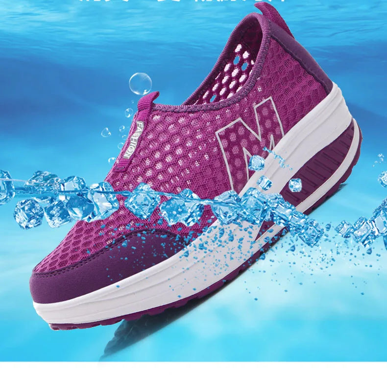 Shoes Women Mesh Flat Shoes Sneakers Platform Shoes Women Loafers/Breathable Air Mesh Swing Wedges Shoe Breathable Flats