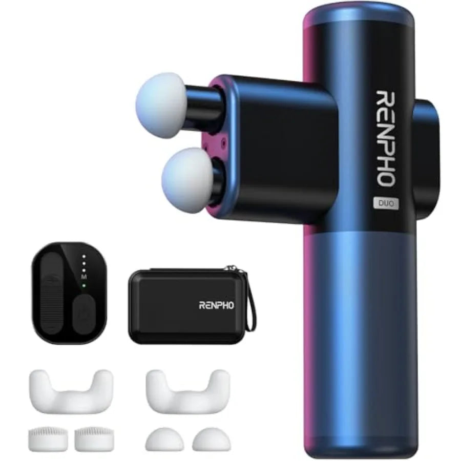 Mini Massage Gun with Double Heads Deep Tissue Percussion Massager/for Travel Use Silicone Casings 3 Modes