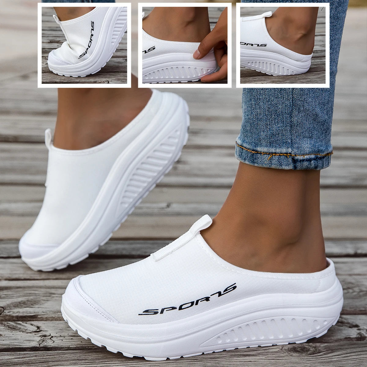 Summer women's one foot sports shoes breathable/thin mesh lazy shoes toe cap half drag sandals women's style