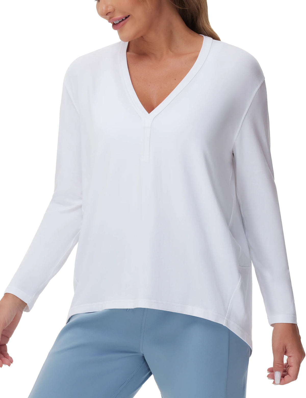 THE GYM PEOPLE Women's Long Sleeve Workout Shirts/Loose Fit V-Neck Running T-Shirts Tops