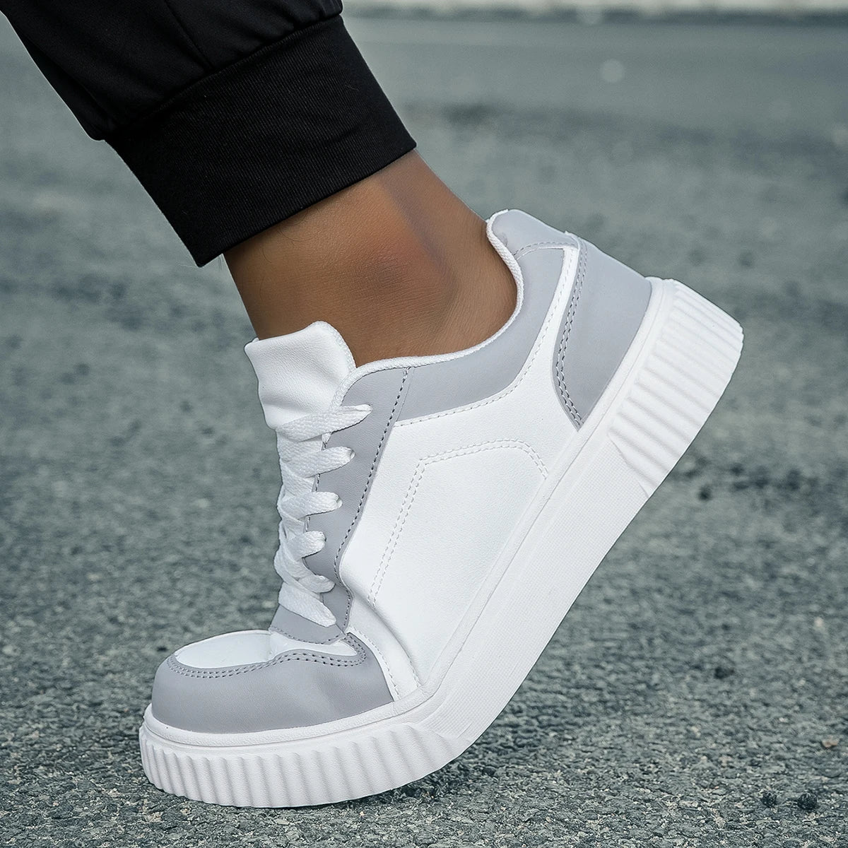 YRZL Women's Sneakers Autumn White Shoes Lightweight Thick Sole/Non Slip Shoes Casual Sports Shoes for women