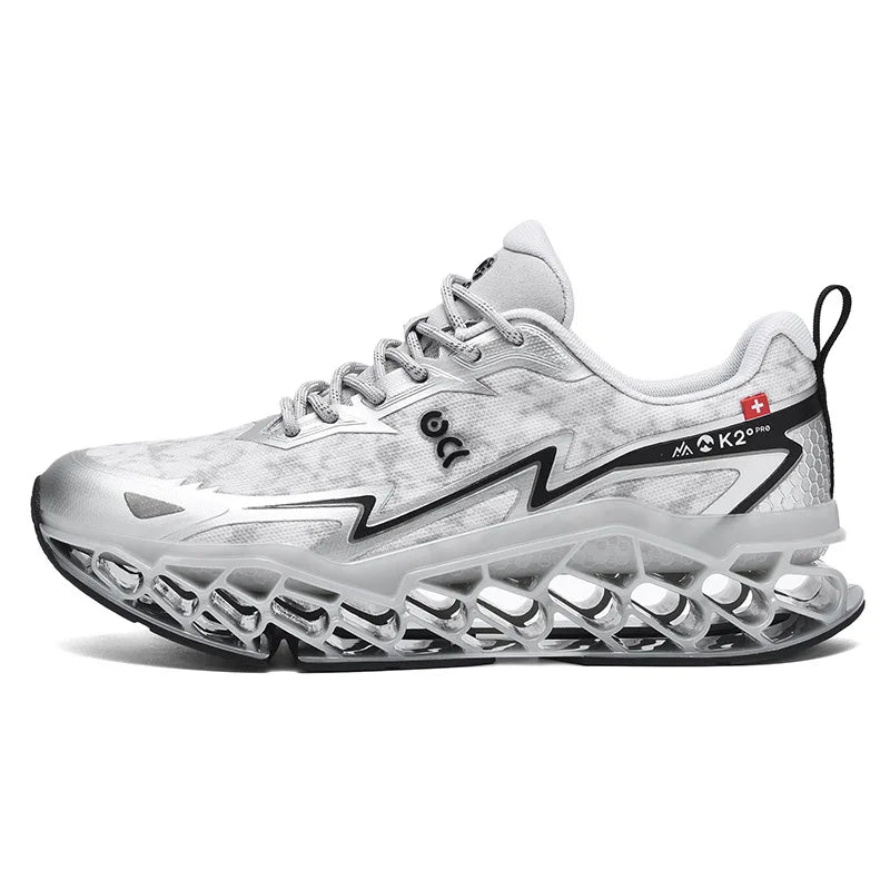 New Summer Men's 3D Printed Running Shoes Breathable Mesh/No-Lace-Up Thick-Soled, Shock-Absorbing Sports Shoes