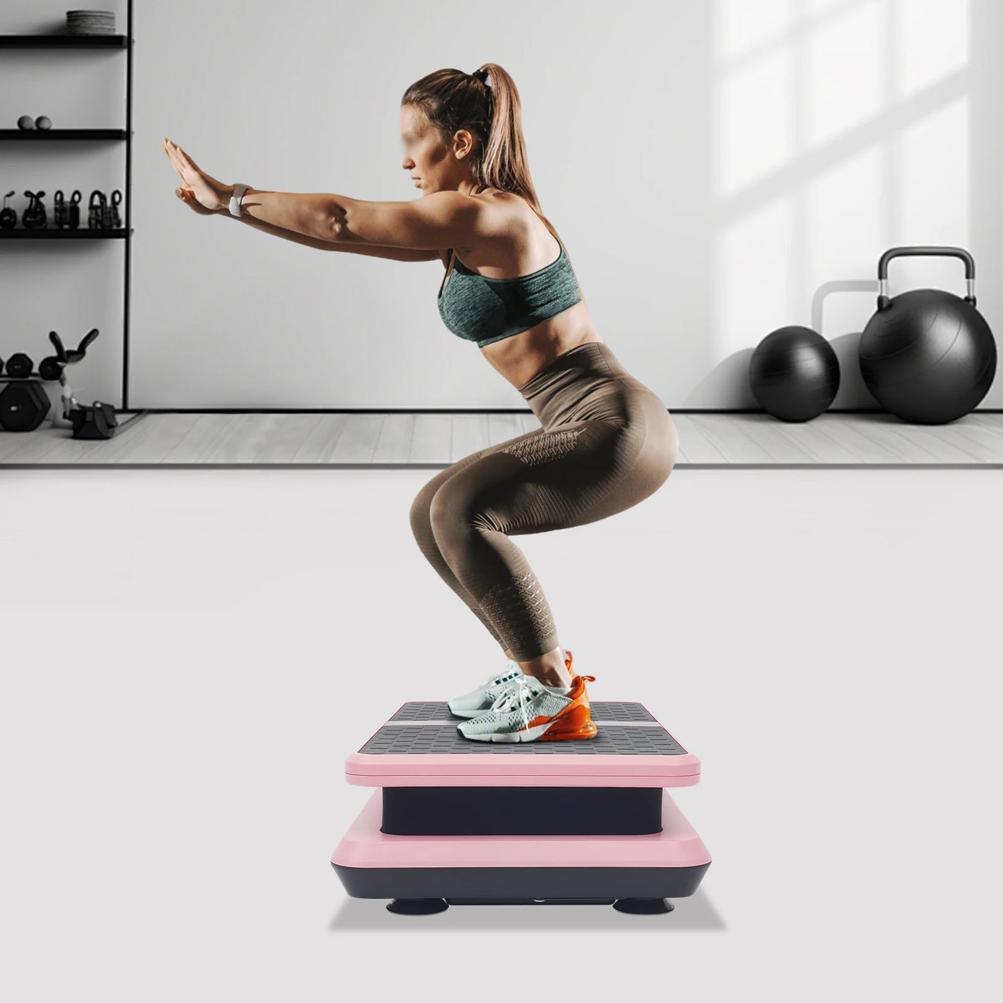 Vertical Vibration Plate Machine 330LBS Capacity Whole Body/Workout Fitness Equipment w/ Remote Control & Resistance Bands