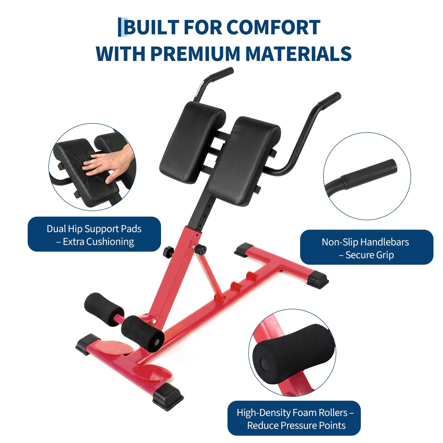 Multifunctional Hyperextension Roman Chair, Heavy Duty Fitness Workout Bench/for Glute Core Lower Back Training, 330 Lbs Weight Capacity