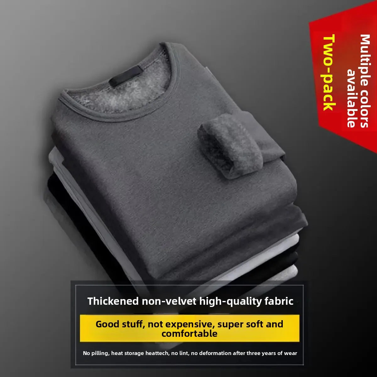 Men's Long Sleeve Thermal Underwear Fleece Lined Thick T-Shirt/round Neck Slim Fit Base Shirt Pure Color Inner Wear Autumn Top