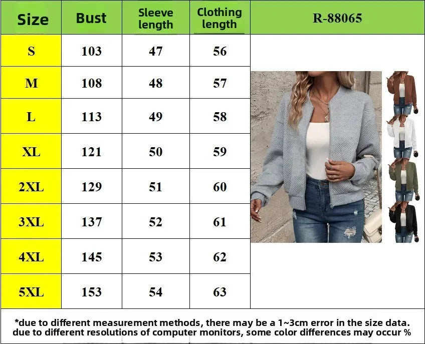 Autumn and Winter New Solid Color Zipper Jacket/with Collar Casual Coat for Women