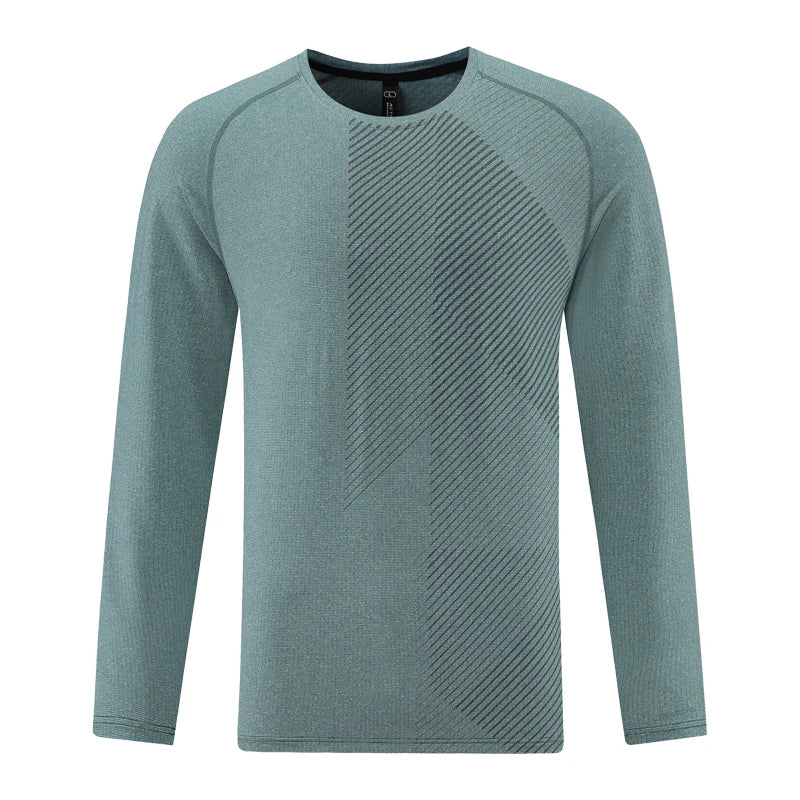 Men Prints Long Sleeve Casual Sports Quick Dry Running Shirts/Breathable Gym Sportswear High Quality Workout Long Tops