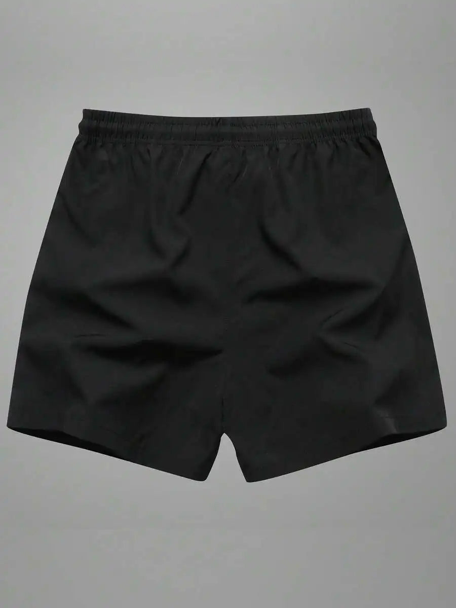 2PCS Men's Sport Shorts Boyfriend Style Summer 3/4 Length Shorts Minimalist Elastic Print Pants Drawstring With Pockets Running