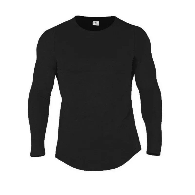 Plain Cotton Breathable Long Sleeve Clothing Gym Fitness Bodybuilding/Sport T-shirts Men's Workout Casual Slim Fit Autumn Shirts