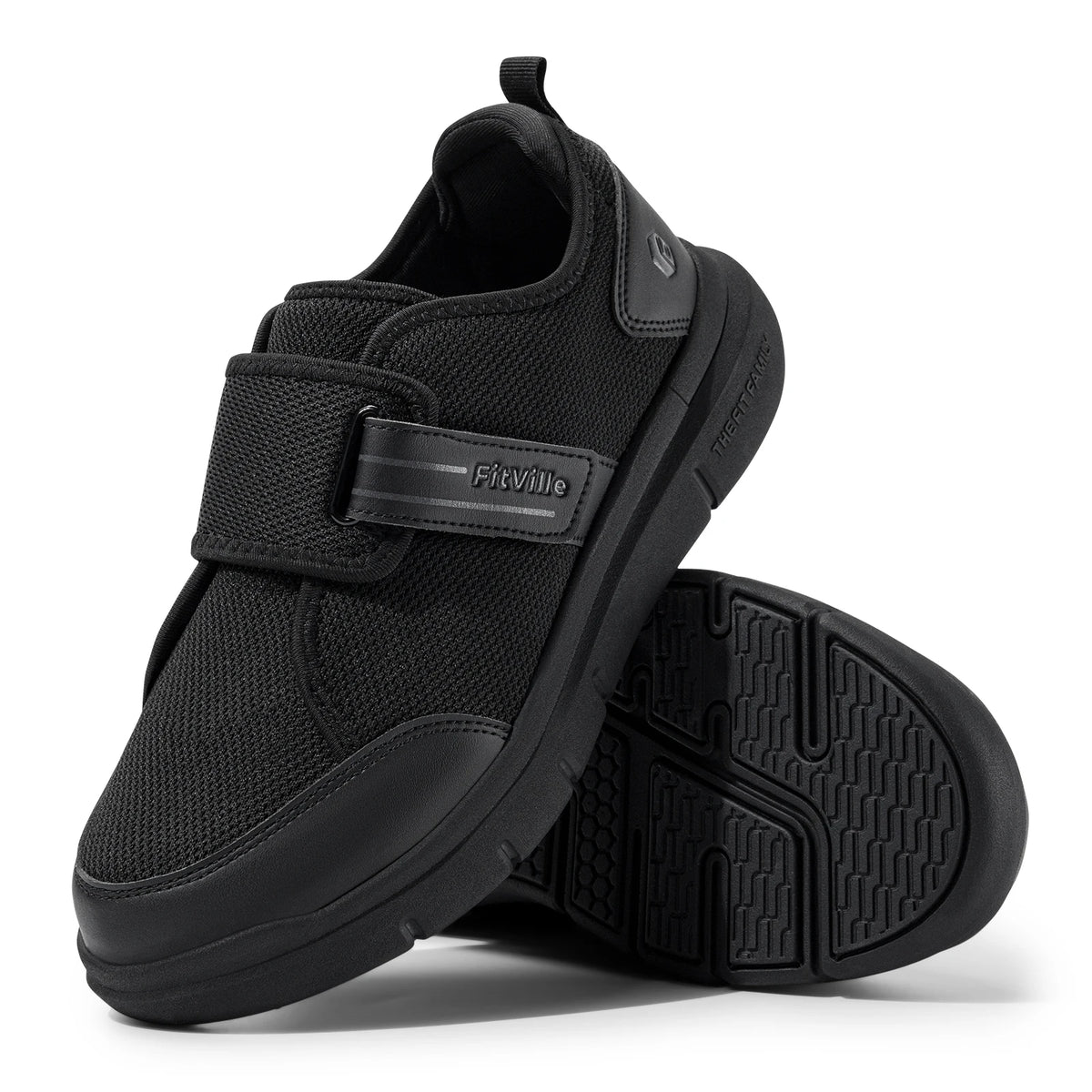 FitVille Diabetic Shoes for Men Extra Wide Hook and Loop Walking Shoes/for Elderly for Swollen Feet Foot Pain Relief Neuropathy Shoes