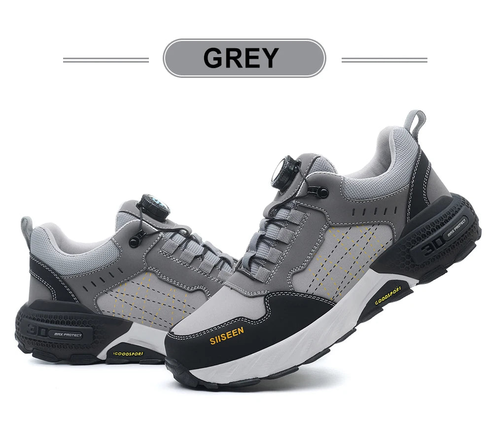 NEW Work Safety Shoes for Men Steel Toe Cap 4.0 KEVLAR Rotating Button/Work Sneakers Anti-smash Puncture-Proof Shoes Work Boots