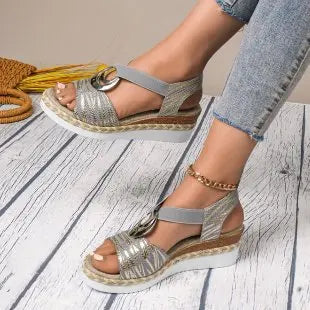 Women's Sandals Thick Sole Wedge Shoes High Heels Hemp Rope/Thick Sole Fish Mouth Leisure Outdoor Beach Casual Women's Shoe