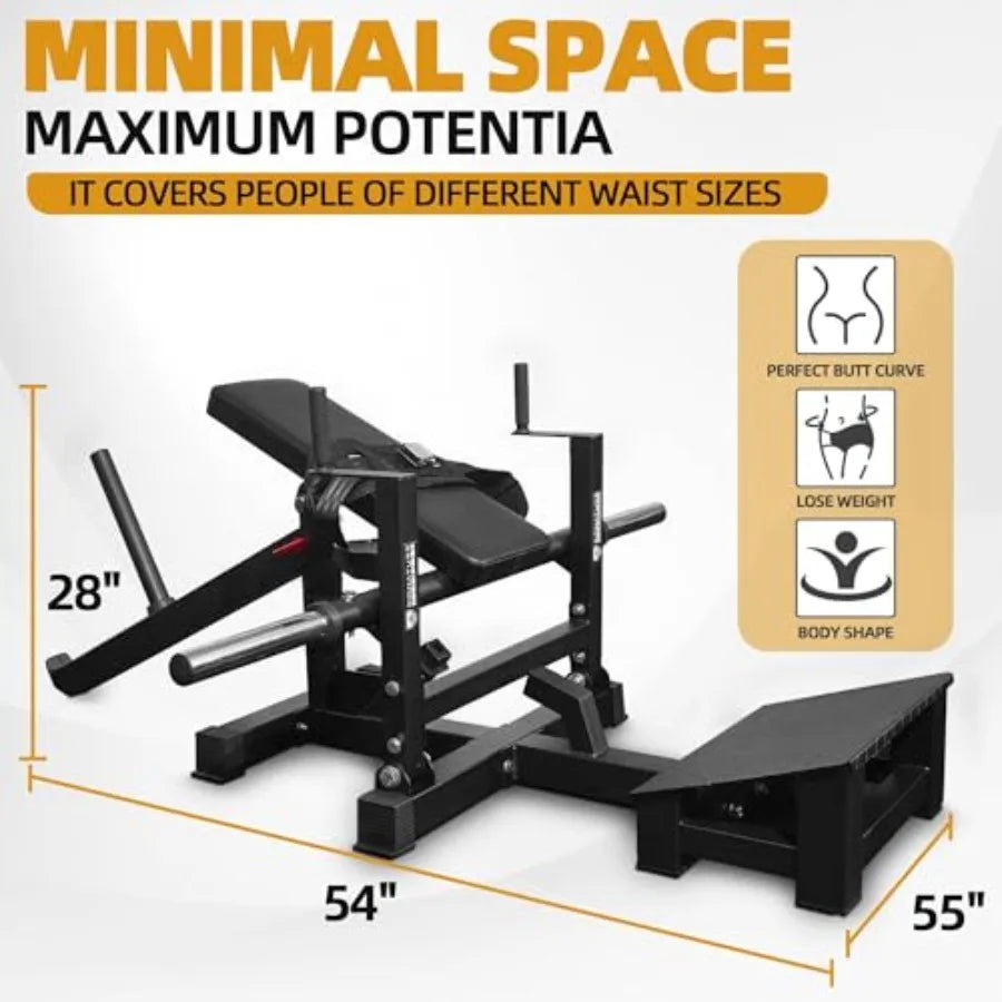 Signature Fitness Glute Bridge Plate-Loaded Hip Thrust Machine/for Butt Shaping and Building Glute Muscles in Black