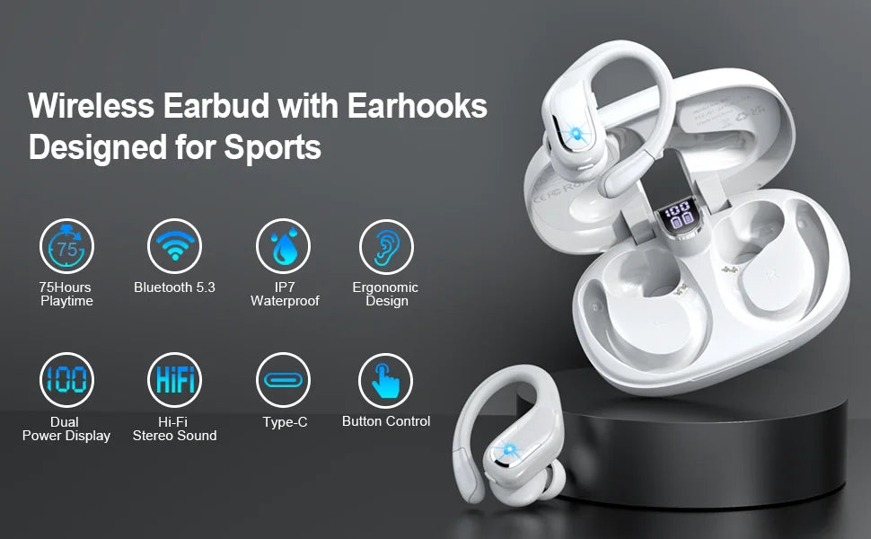 Wireless Earbuds, Bluetooth 5.3 Headphones Sport Bluetooth Earbuds/with ENC Noise Canceling Mic Bass Stereo Wireless Earphone