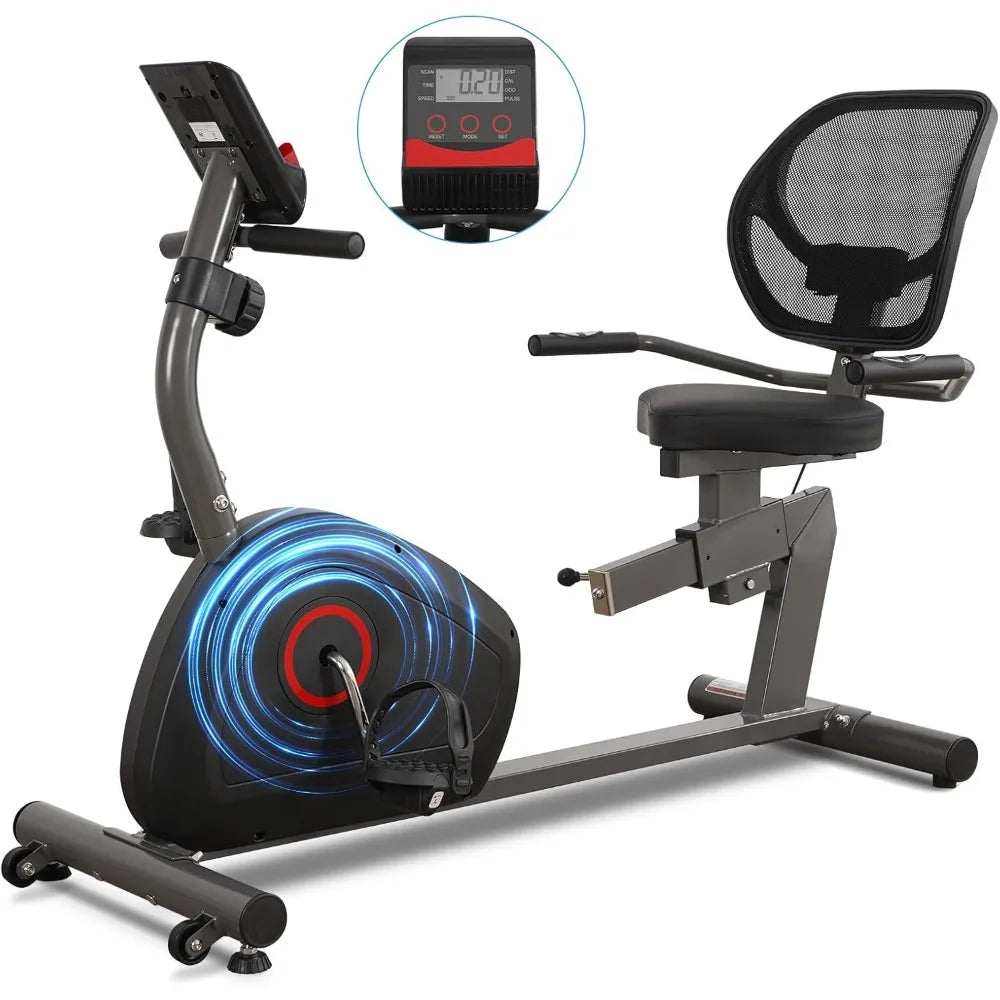 Recumbent Exercise Bike for Home Magnetic Stationary Bike for Adult Seniors/Workout Equipment for Gym, LCD, Heart Rate Handle Bars