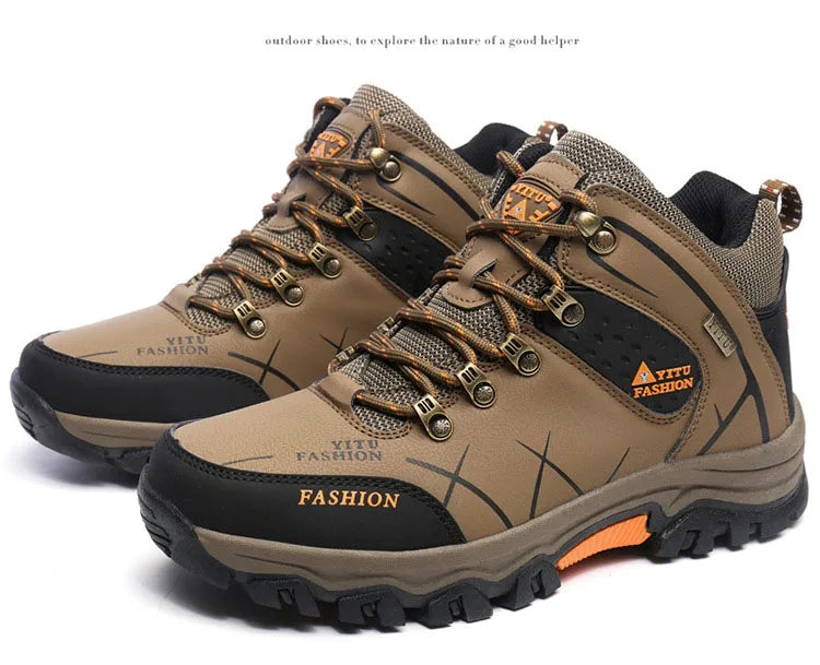 Oulylan Climbing Shoes Sports Thick Insulation Men/Hiking Waterproof Trekking Boots Mountain Rubber Sole Shoes