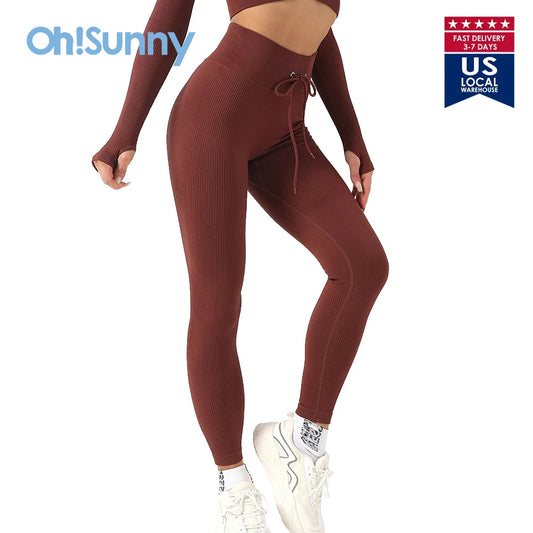 US Oh Sunny Women Tights Push Up Leggings Workout Sport Running/Female High Waist Lift Compression Fitness Pants